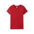 A red women's organic cotton T-shirt with a classic round neckline and short sleeves. Features a logo label.
