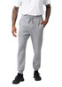Men's three-layer cotton sandwich track pants in grey, featuring elastic cuffs and a drawstring waistband, with side pockets. Men's three-layer cotton sandwich track pants in grey, featuring elastic cuffs and a drawstring waistband, with side pockets.