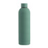 A drink bottle in a matte green finish with a sleek design and a cap, featuring a logo.