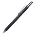 A metal pen with a black textured grip and chrome accents, featuring a ruler along its side and a stylus tip. A metal pen with a black textured grip and chrome accents, featuring a ruler along its side and a stylus tip.