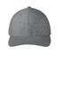 A grey performance snapback cap with a structured fit and a logo on the front.