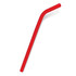 A red silicone drinking straw with a bent design, suitable for various beverages.