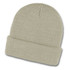 A Galway Waffle Beanie in a soft, light green colour with a textured knit pattern and a folded brim.