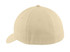 A beige Flexfit cotton twill cap featuring a rounded crown and a curved brim, with a small logo on the back.