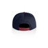 A two-tone cap featuring a navy blue body and a maroon accented brim, with an adjustable strap at the back.