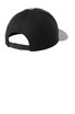 A black snapback cap featuring a grey curved bill and an adjustable strap at the back. It has a logo on the side.