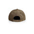 A brown corduroy cap with a rear adjustment strap and a logo. The texture is ribbed and plush.