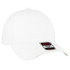 A white six-panel low-profile baseball cap with a logo on the side. Designed for comfort and style.