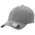 A grey cap with a curved peak, featuring a logo on the front. Designed for casual wear.