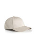 A beige cap featuring a curved brim and a logo on the front.