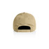 A khaki nylon cap featuring a rear strap adjustment and ventilation holes. It includes a logo on the back.
