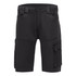 Black trade shorts featuring multiple pockets and a zip closure, designed for practicality and comfort.