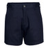 Lightweight cotton drill work shorts in dark navy, featuring a front button and waist adjusters. Includes a logo.