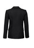 A black women's longline jacket with a tailored look and a smooth back design, featuring button detailing.