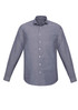 A classic fit long sleeve shirt in blue with a single chest pocket and button-up front. Features a logo.
