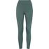 Compression leggings in a dark green colour with a fitted design and a high waistband, featuring a logo.