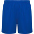Bright blue sports shorts featuring an elastic waistband and a simple design. Includes a logo on the waistband.