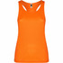 An orange tank top with a sporty cut and a logo at the neckline. Ideal for casual wear or exercise.