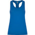 Aida Tank Top in vibrant blue, featuring a back cut-out design and a logo on the label. Ideal for casual wear.