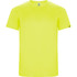 A vibrant yellow Imola T-shirt featuring a crew neck and short sleeves, with a logo on the sleeve.