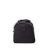 A black duffel bag with a sturdy design and a metal ring feature, ideal for carrying various items.