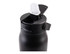 A drink bottle with a black matte finish, featuring a flip-top lid and a built-in spout for easy sipping.