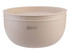 A double wall salad bowl in a light beige colour with a logo. It features a smooth, rounded design.
