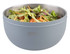 A double wall salad bowl in light blue, filled with mixed salad greens and vegetables. It features a logo.