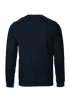 A navy blue sweatshirt featuring a plain back design. It has long sleeves and a crew neckline.