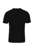 A black men's T-shirt with a simple design, featuring a logo on the back.