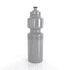 A drink bottle in grey, featuring a sleek design and a top nozzle, with a branding logo. Holds 750ml.
