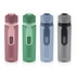 A drink bottle collection featuring pink, green, blue, and grey double wall designs, each with a logo.