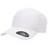 A white 180 FLEXFIT® DELTA® cap with a curved brim and a logo on the front.