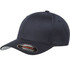 A navy cap with a curved peak and a branding logo on the side. The fabric appears smooth and durable.