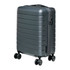 A grey wheeled carry-on suitcase with a textured exterior and four wheels for easy mobility.