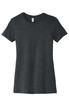 A dark grey women's t-shirt with short sleeves and a fitted design. It features a logo on the label.