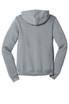 A grey unisex sponge fleece full-zip hoodie with a hood, featuring long sleeves and a simple design.