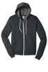 A unisex sponge fleece full-zip hoodie in charcoal grey with a hood and front pockets. Features a logo.