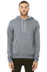 A unisex sponge fleece pullover hoodie in grey, featuring a front pocket and drawstring hood.