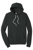 A unisex sponge fleece pullover hoodie in dark grey featuring a front pocket and a drawstring hood.