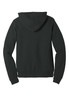 A black unisex sponge fleece pullover hoodie with a hood and long sleeves, featuring a plain back design.