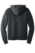 A unisex sponge fleece pullover hoodie in dark grey, featuring a hood and long sleeves. It has a logo on the front.
