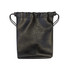 A black drawstring pouch featuring a textured finish and a pull cord, suitable for customisation.