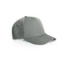 A grey cap with perforated side panels and a curved brim, featuring a logo on the front.