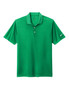 A green Nike Dri-FIT Micro Pique 2.0 polo shirt with a logo, featuring a classic collar and three buttons.