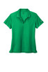A green Nike Ladies Dri-FIT Micro Pique 2.0 Polo shirt with a collar and short sleeves. It features a brand logo.