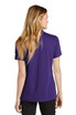 A purple Nike ladies' Dri-FIT Micro Pique 2.0 polo shirt, featuring a logo, viewed from the back.