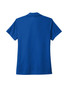 A blue polo shirt featuring a collar and short sleeves, with a logo on the side.