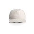A beige trucker cap with a mesh back and a logo on the front.