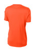 An orange ladies' t-shirt with a crew neckline and short sleeves. The back features a logo.
